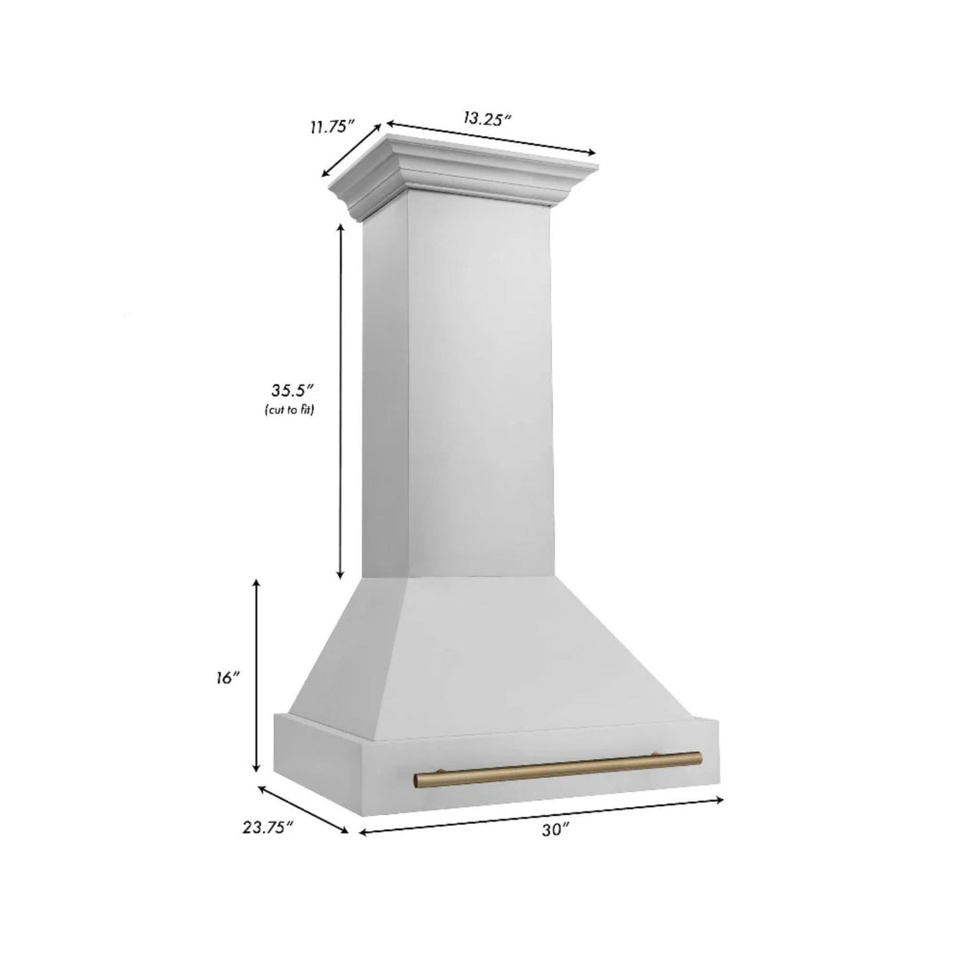 ZLINE Autograph Edition 30", 36", &amp; 48" Stainless Steel 4-Piece Kitchen Package with Champagne Bronze Accents.