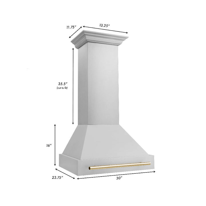 ZLINE Autograph Edition 30 in. Kitchen Package with Stainless Steel Dual Fuel Range, Range Hood, Dishwasher and Refrigerator with Polished Gold Accents (4KAPR-RARHDWM30-G)