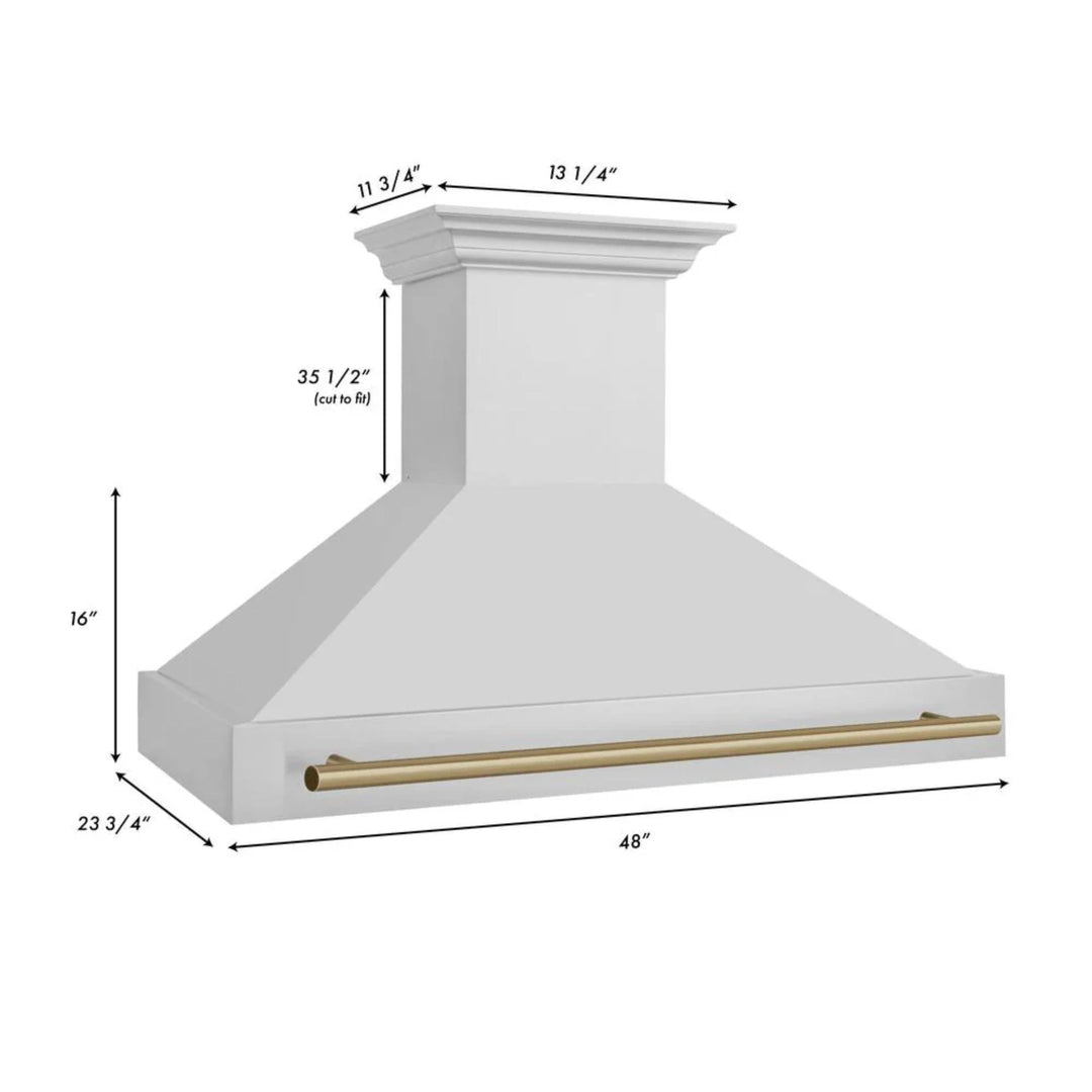 ZLINE Autograph Edition 30", 36", &amp; 48" Stainless Steel 4-Piece Kitchen Package with Champagne Bronze Accents.