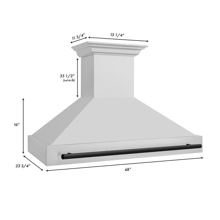 ZLINE Autograph Edition 48 in. Kitchen Package with Stainless Steel Dual Fuel Range, Range Hood and Dishwasher with Matte Black Accents (3AKP-RARHDWM48-MB)