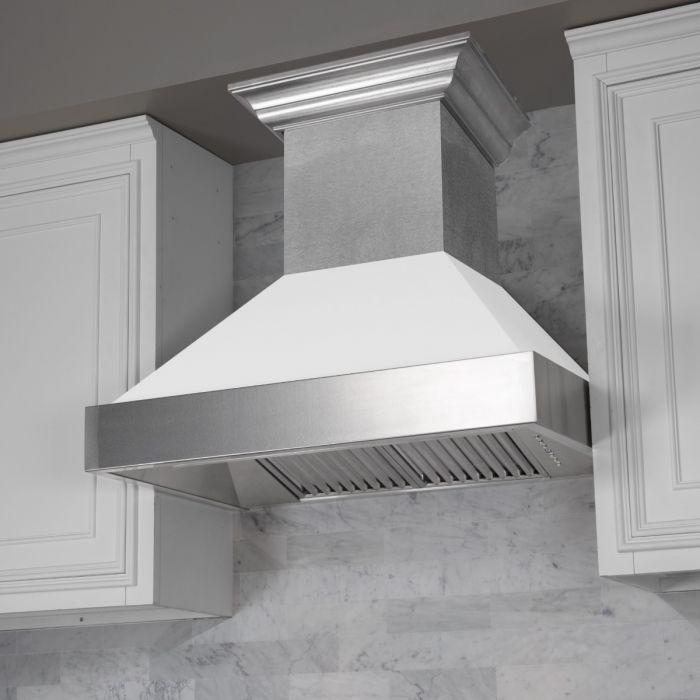 ZLINE 36 in. DuraSnow® Finish Range Hood with White Matte Shell, 8654WM-36