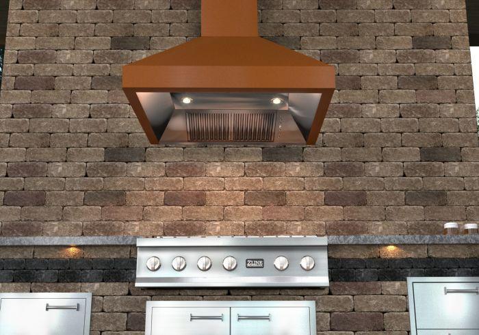 ZLINE 36 in. Copper Wall Range Hood with Crown Molding, 8667C-36