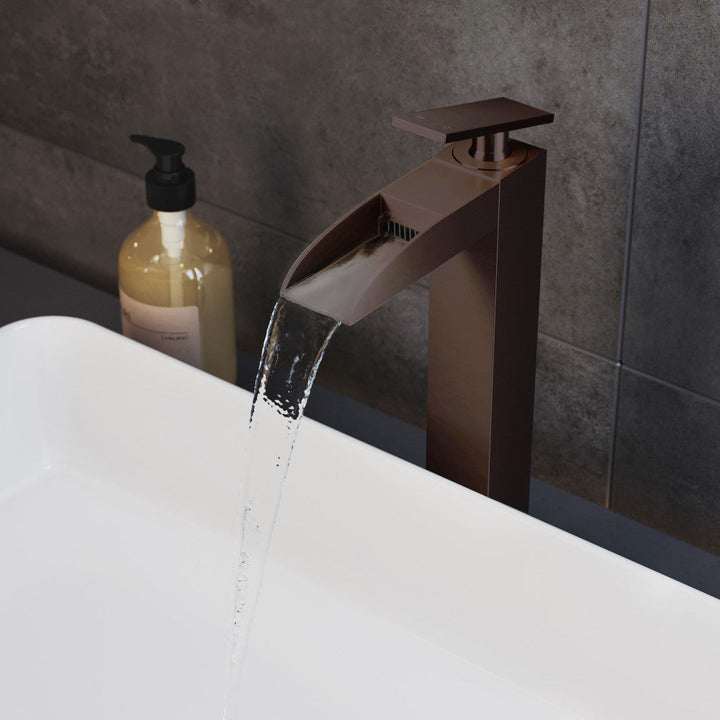 Concorde Single Hole, Single-Handle, High Arc Waterfall, Bathroom Faucet in Oil Rubbed Bronze