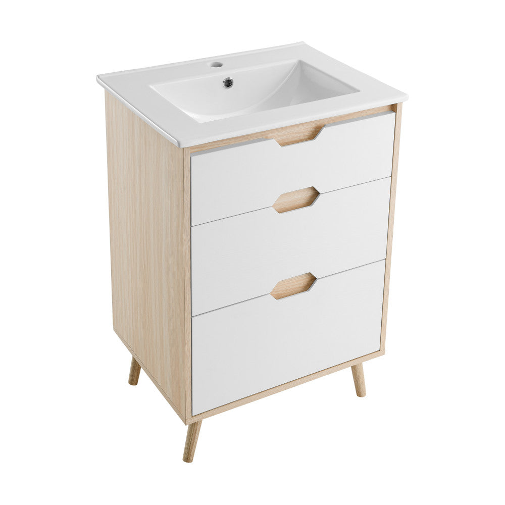 Brusque 24" Bathroom Vanity in White Oak