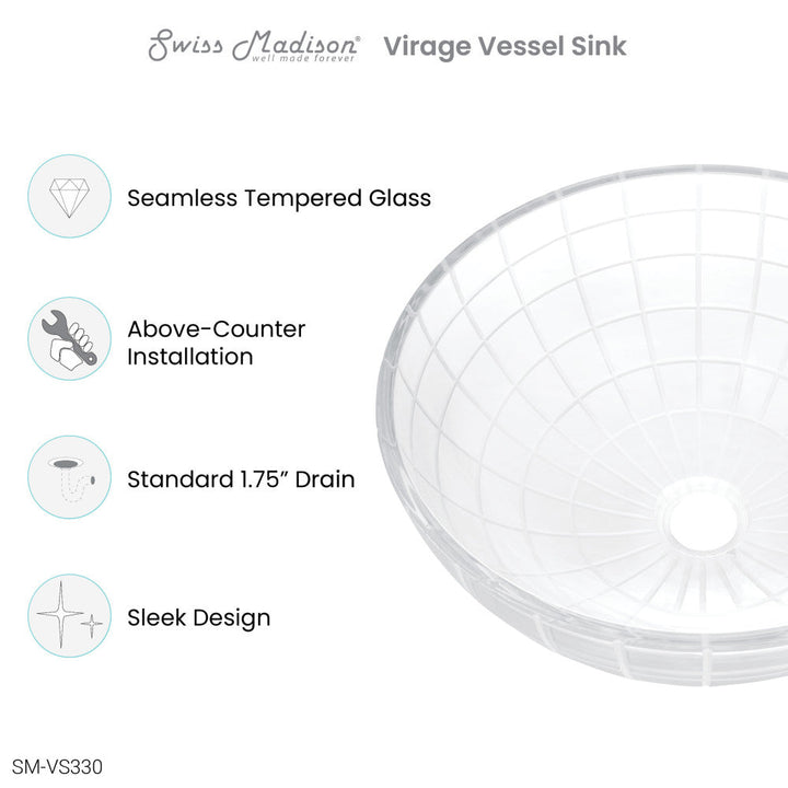 Virage 16.5" Round Glass Vessel Sink