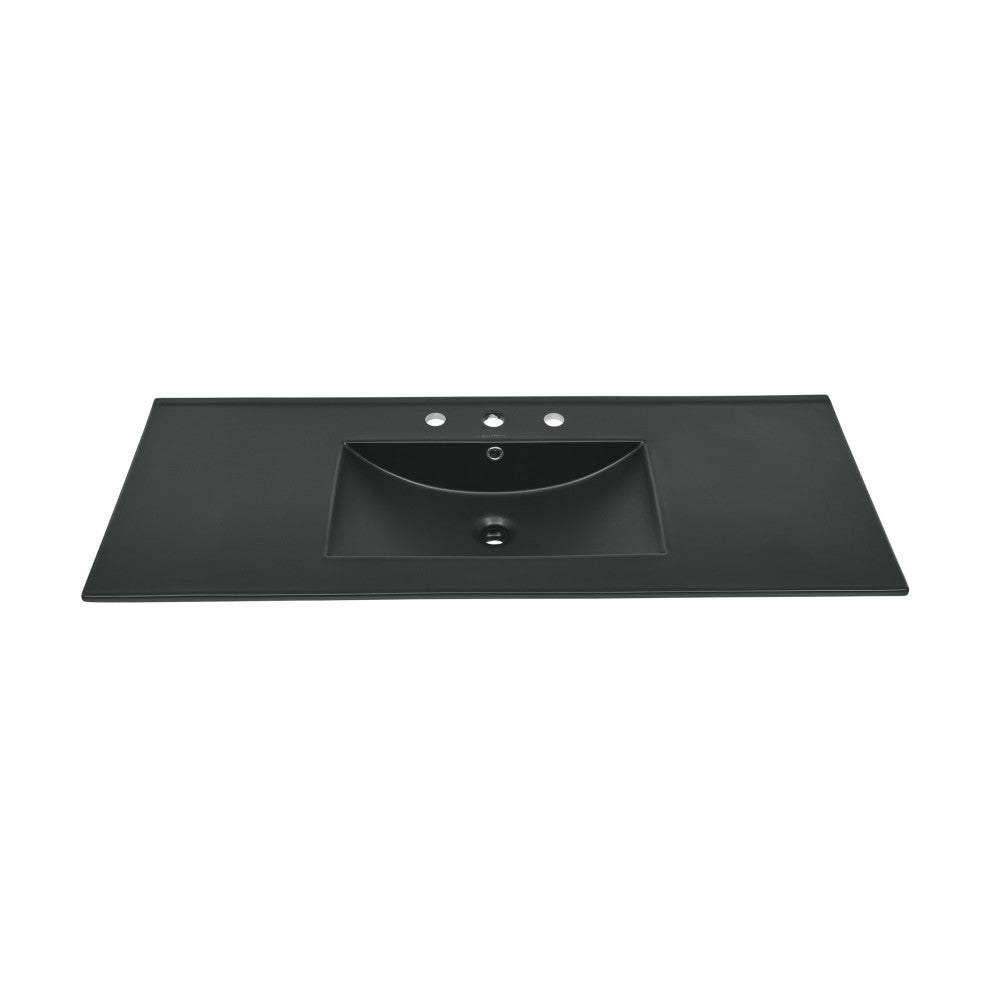 48" Ceramic Vanity Top with Three Faucet Holes in Matte Black
