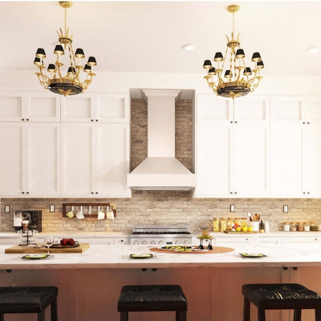 ZLINE 30" Wooden Wall Mount Range Hood in Cottage White with Ducted Ventilation
