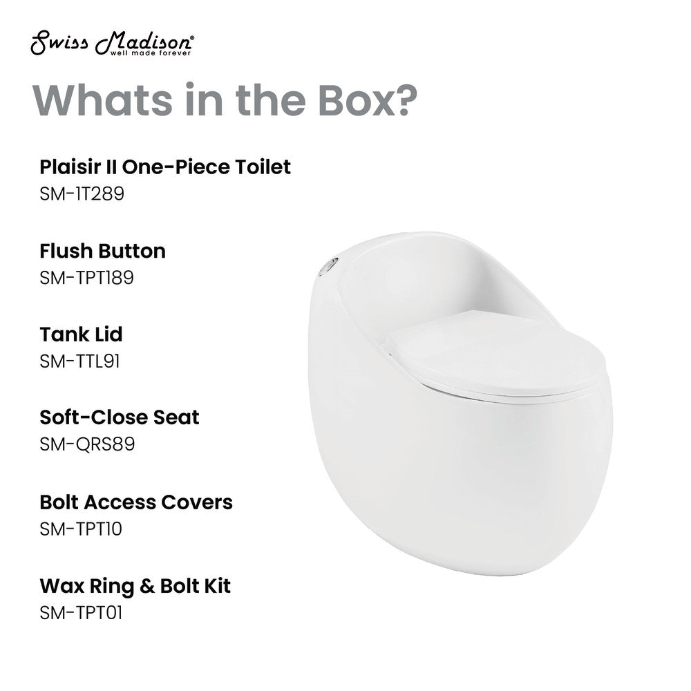 Plaisir II One-Piece Elongated Toilet Top Flush 1.28 GPF