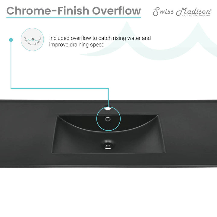 48" Ceramic Vanity Top with Single Faucet Hole in Matte Black