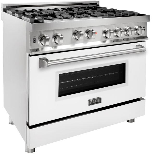 Professional Gas on Gas Range in Stainless Steel with White Matte Door (RG-WM-36) ZLINE 36 in.