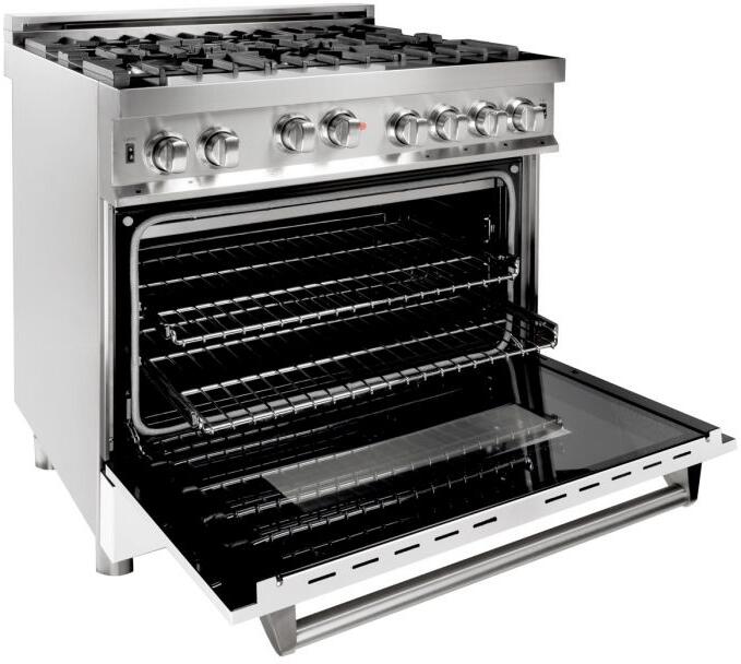 Professional Gas on Gas Range in Stainless Steel with White Matte Door (RG-WM-36) ZLINE 36 in.