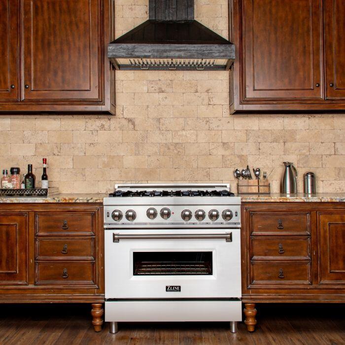 Professional Gas on Gas Range in Stainless Steel with White Matte Door (RG-WM-36) ZLINE 36 in.