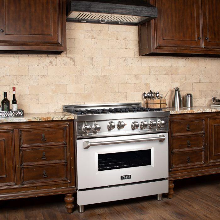 Professional Gas on Gas Range in Stainless Steel with White Matte Door (RG-WM-36) ZLINE 36 in.