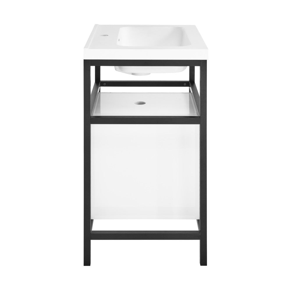 Ivy 24" Freestanding Bathroom Vanity in Glossy White with Matte Black Frame