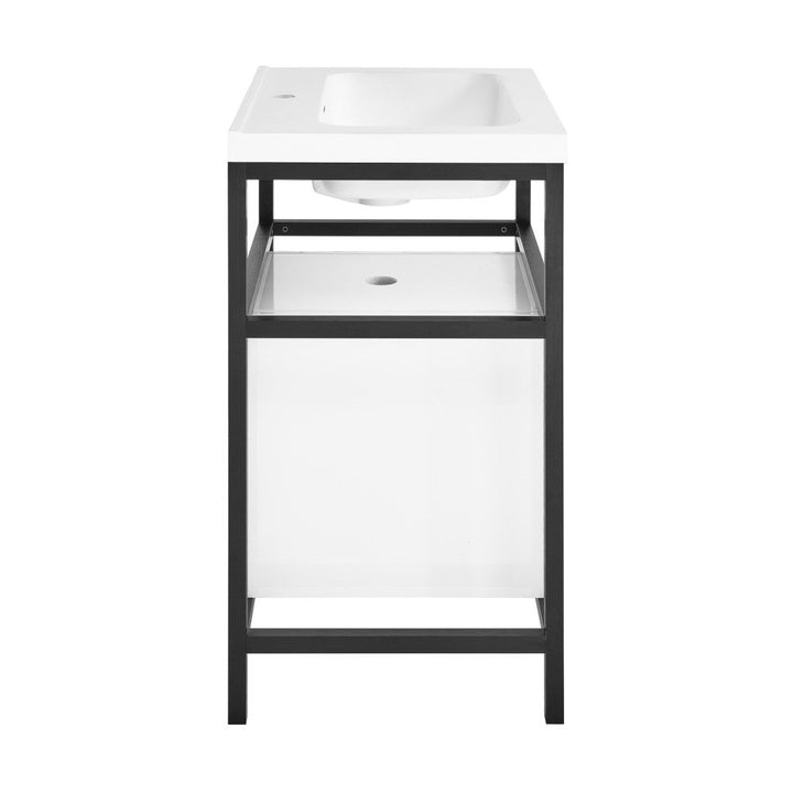 Ivy 24" Freestanding Bathroom Vanity in Glossy White with Matte Black Frame