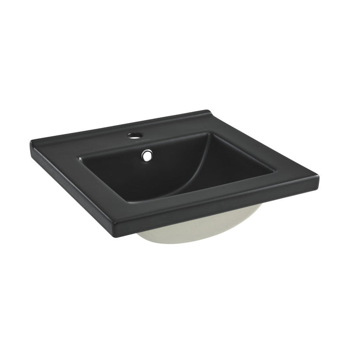 18" Ceramic Square Vanity Sink Top in Matte Black