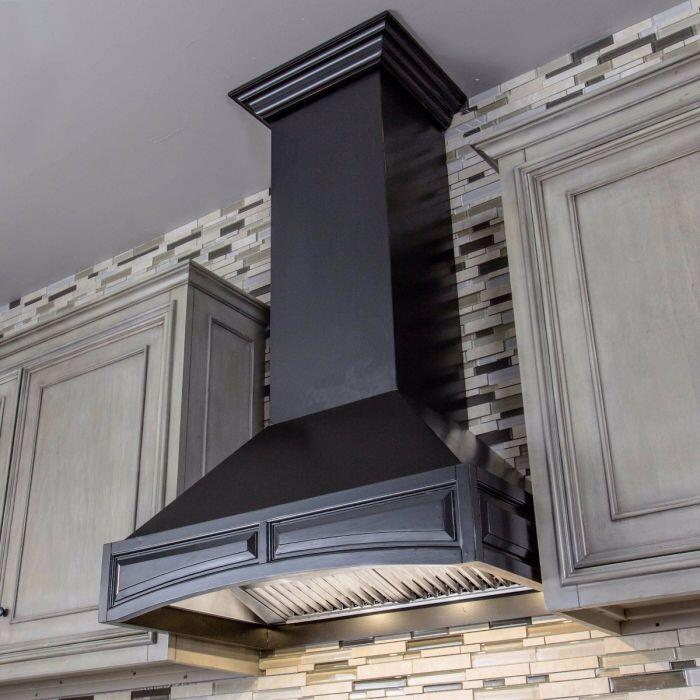 Wooden Wall Mount Range Hood in Black - Includes Remote Motor ZLINE 36 in.
