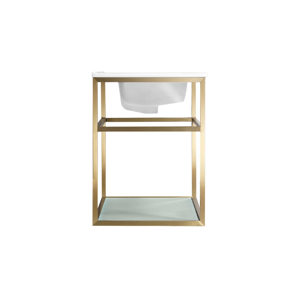 Pierre 48 Single, Open Shelf, Gold Metal Frame Bathroom Vanity