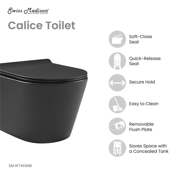 Calice Wall-Hung Round Toilet Bowl in Matte Black