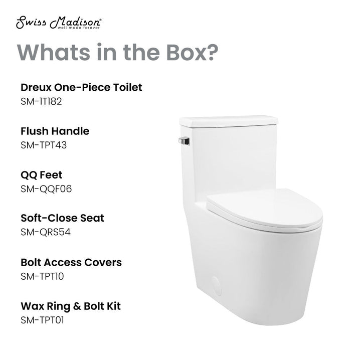 Dreux One Piece Elongated Toilet Left Side Flush 1.28 GPF