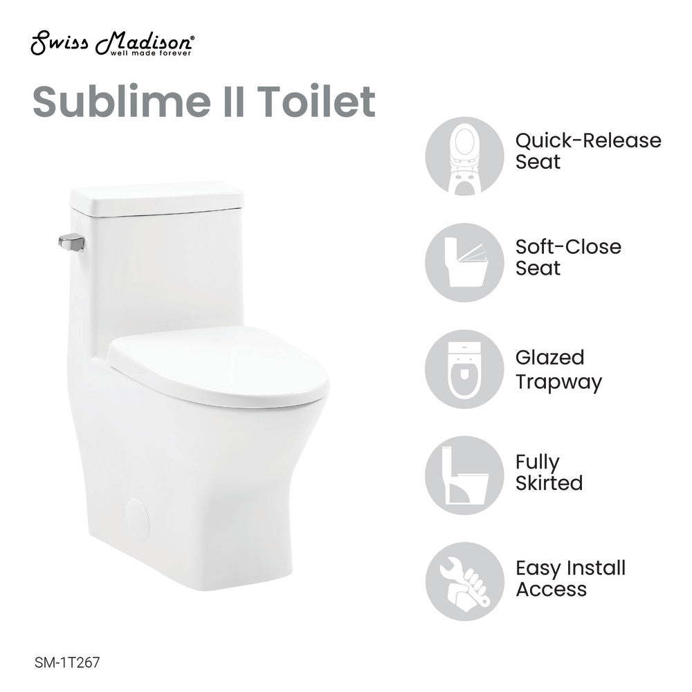 Sublime II One-Piece Round Toilet with Left Side Flush, 10" Rough-In 1.28 gpf