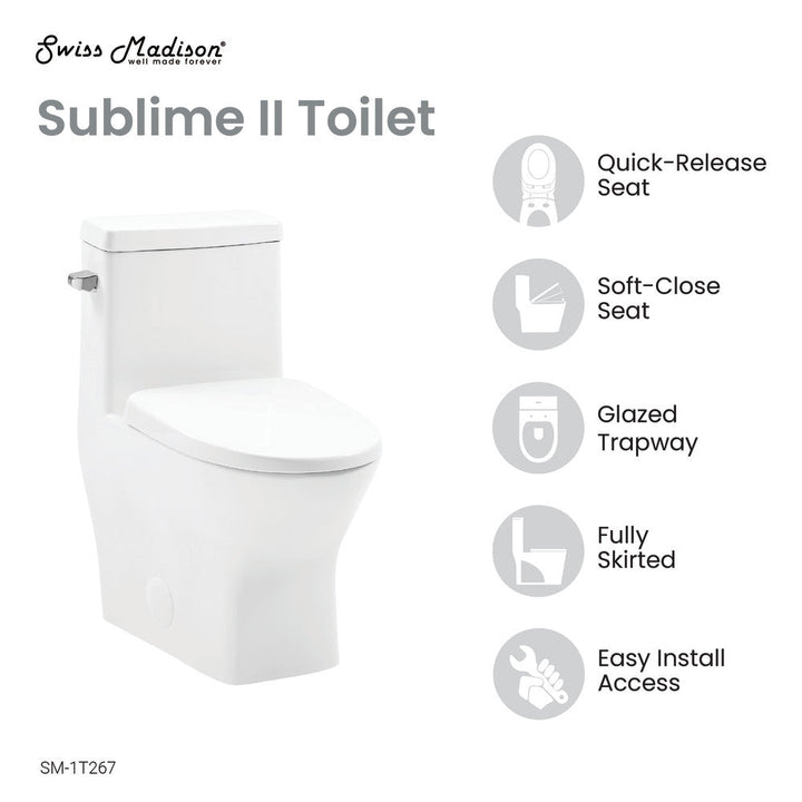 Sublime II One-Piece Round Toilet with Left Side Flush, 10" Rough-In 1.28 gpf