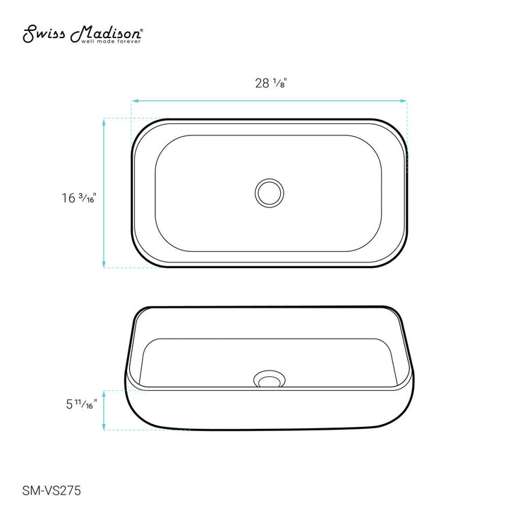 Chateau 28 Rectangle Ceramic Vessel Sink