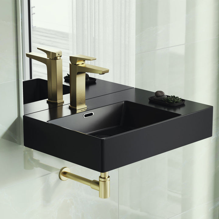 St. Tropez 24 x 18 Ceramic Wall Hung Sink with Left Side Faucet Mount, Matte Black