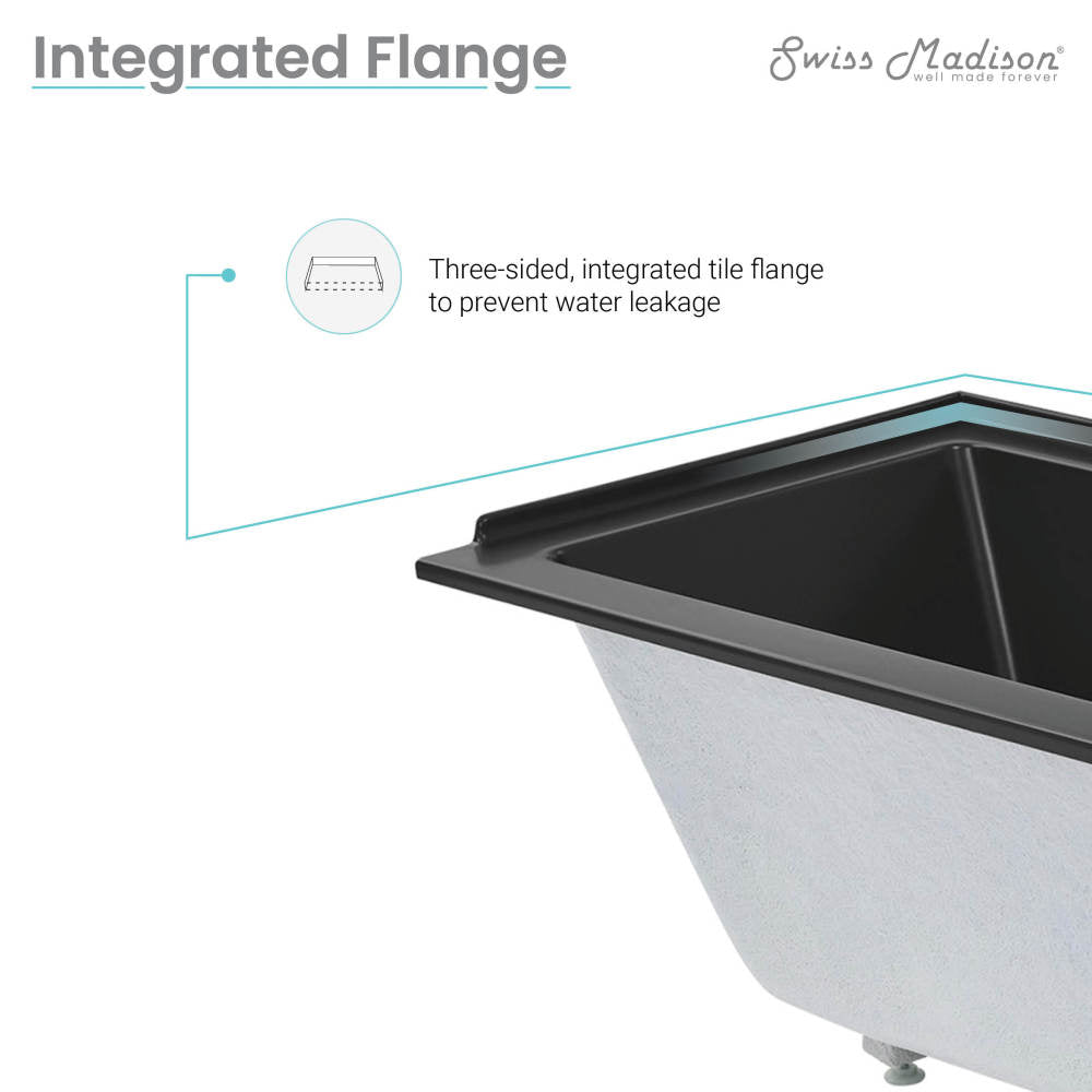 Voltaire 60" x 30" Right-Hand Drain Alcove Bathtub in Matte Black