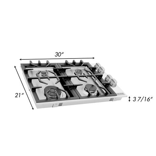 ZLINE 30" Dropin Gas Stovetop with 4 Gas Stainless Steel Burners