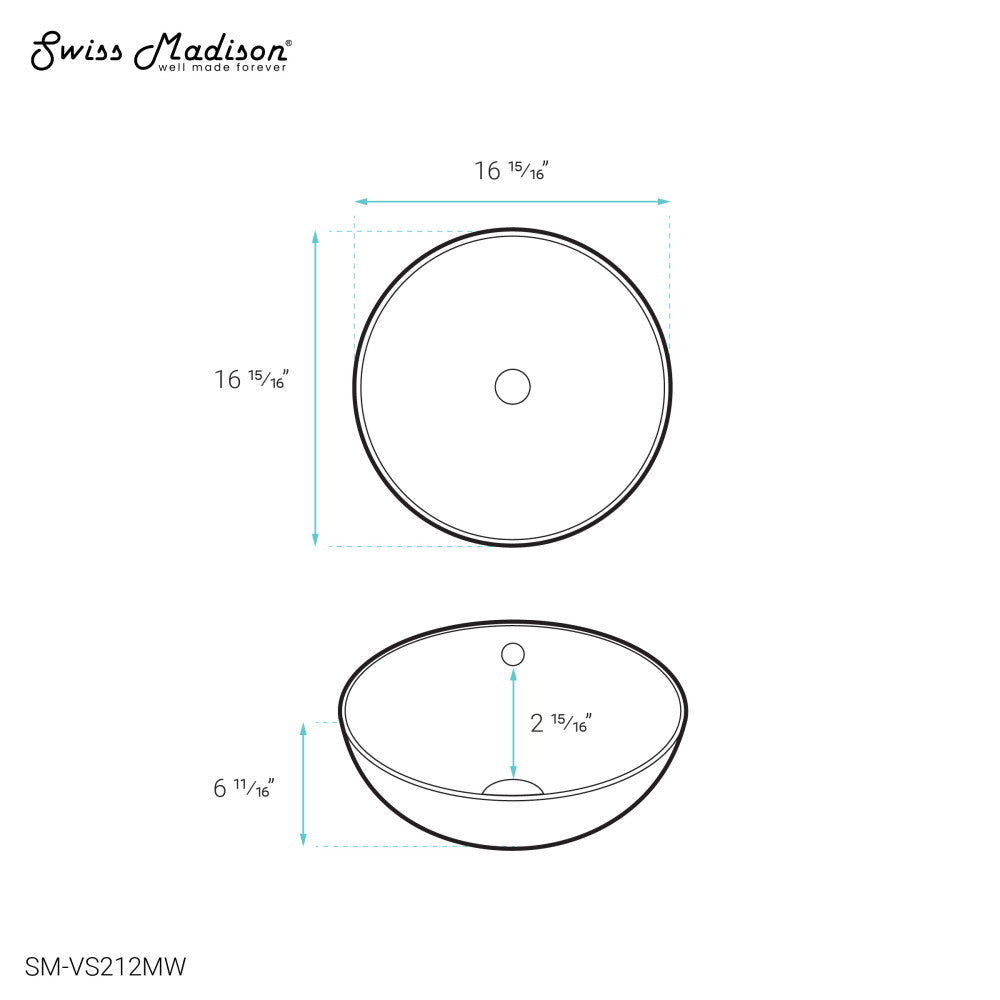 Sublime 17” Round Vessel Sink in Matte White