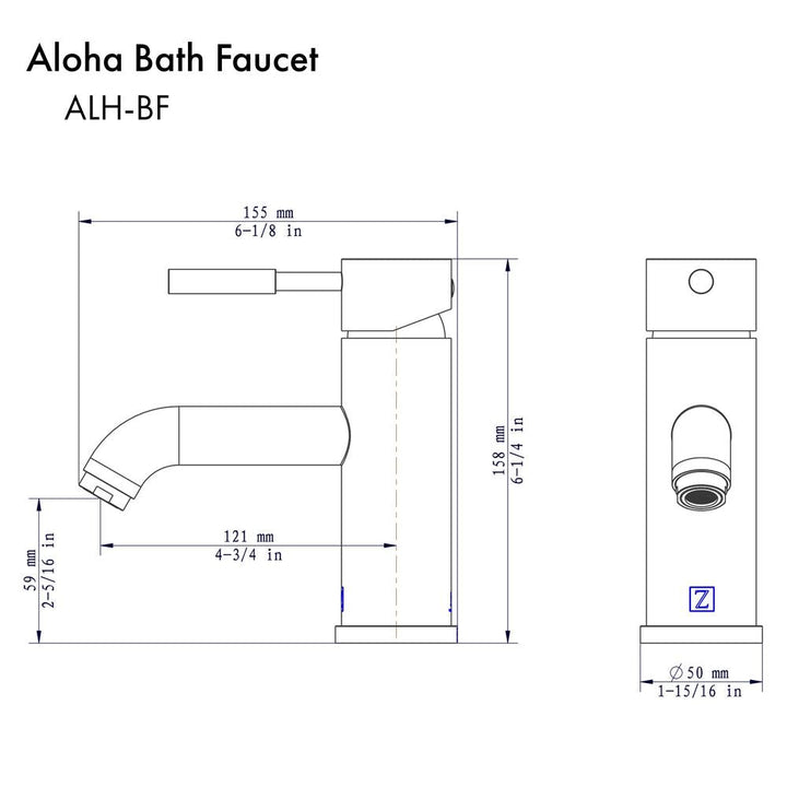 ZLINE Autograph Edition Aloha Single Handle Bath Faucet in Matte Black (ALH-BF-MB)