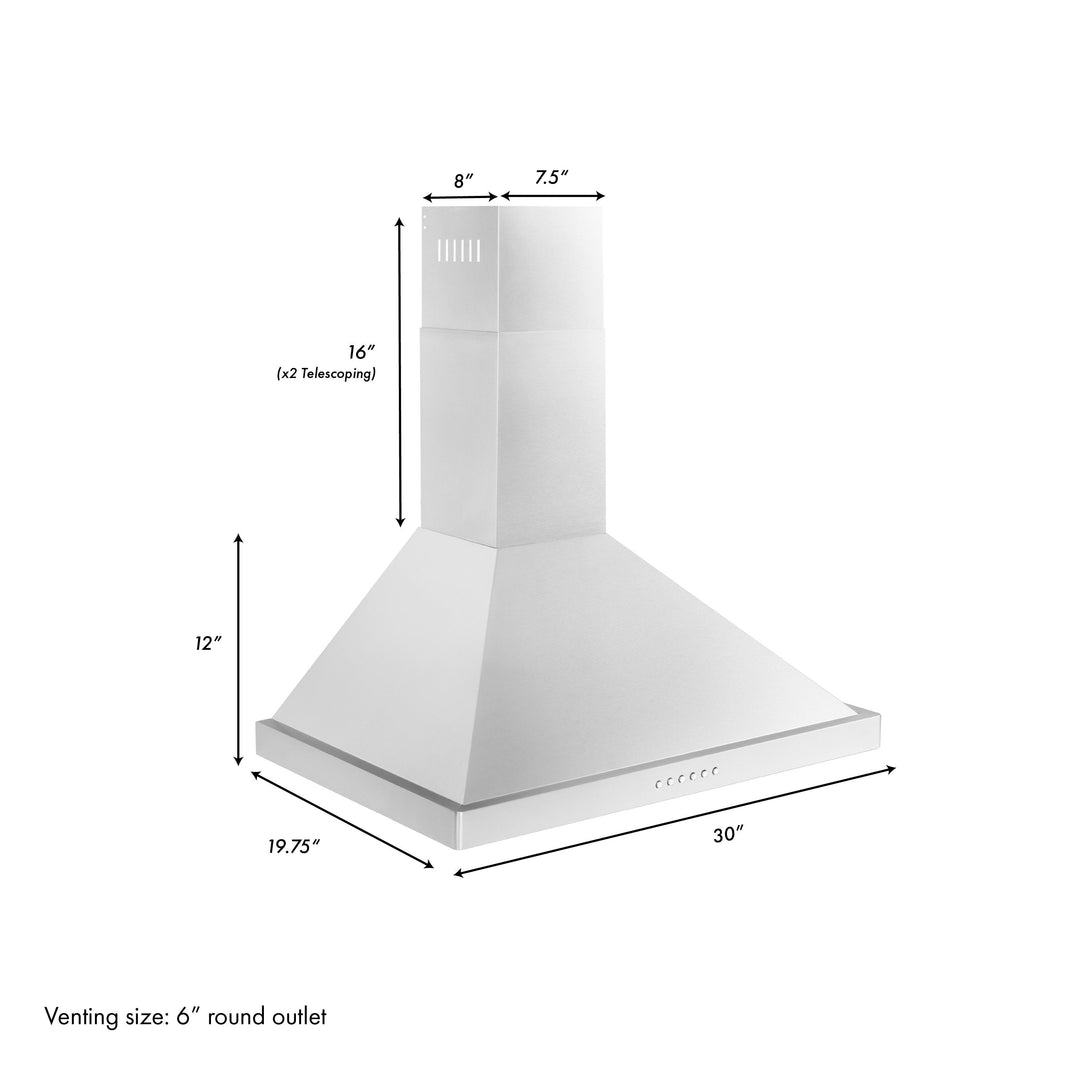 ZLINE 36” Alpine Series Ducted Wall Mount Range Hood Stainless Steel