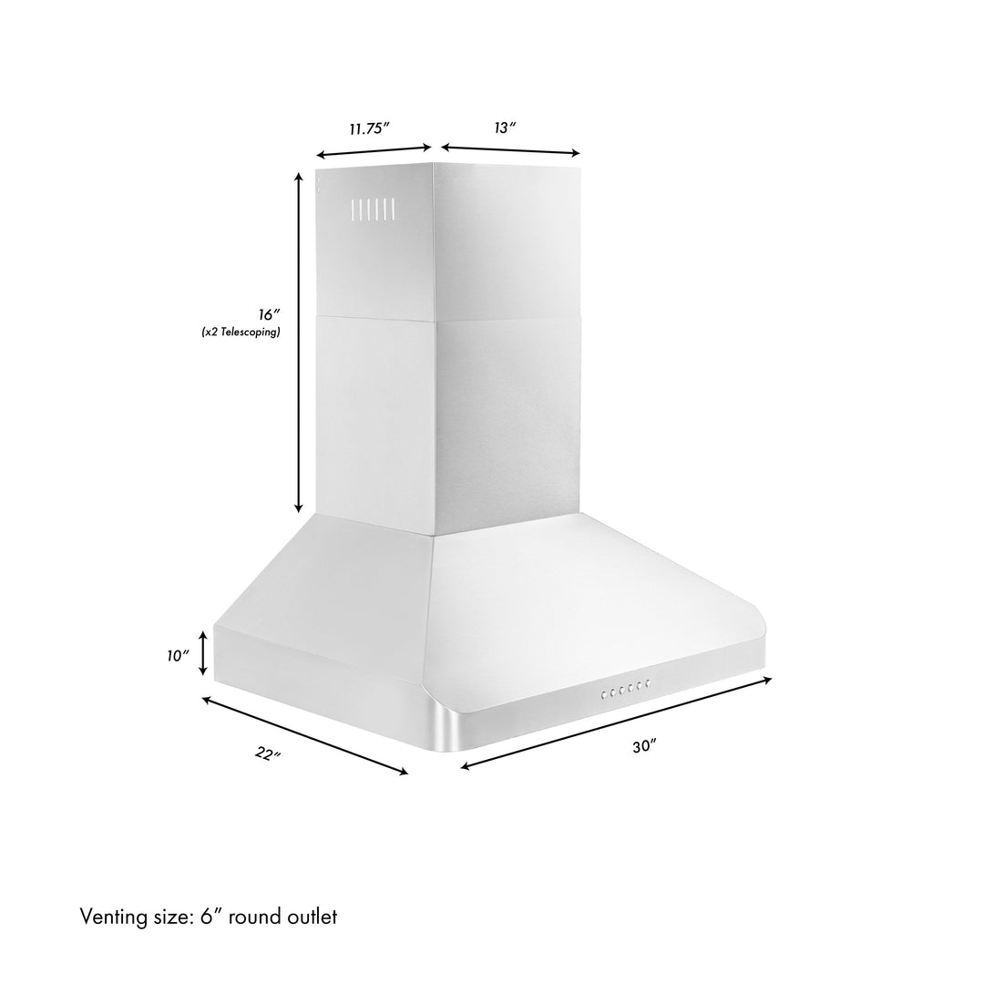 ZLINE 36” Alpine Series Ducted Wall Mount Range Hood Stainless Steel
