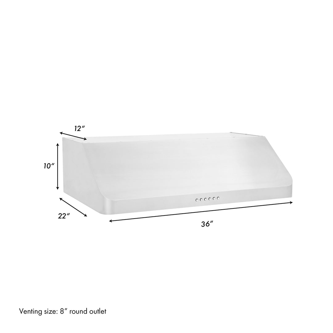 ZLINE 36”Alpine Series Ducted Under Cabinet Range Hood Stainless Steel