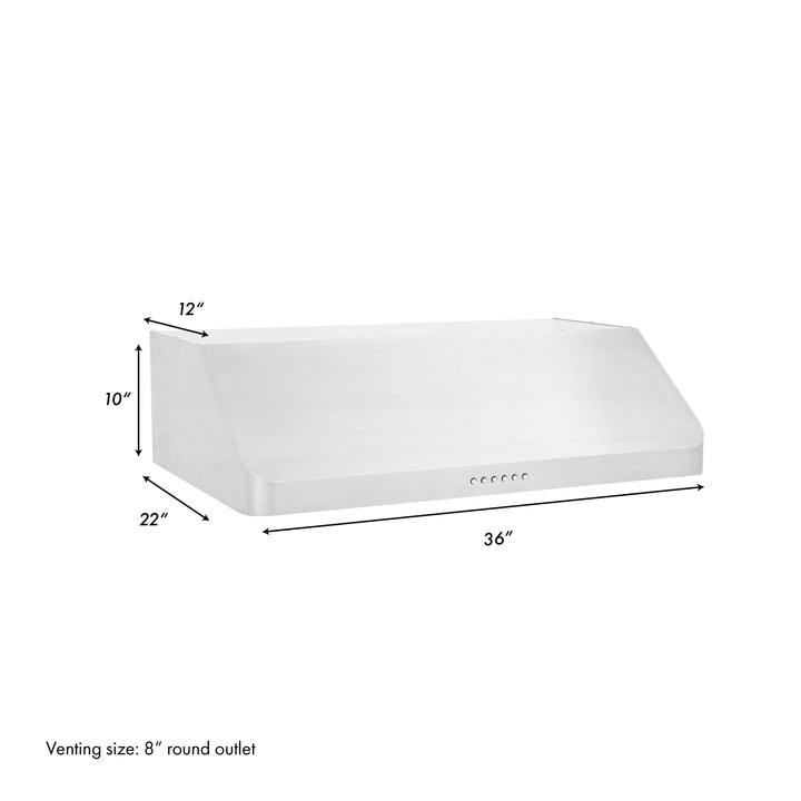 ZLINE 36”Alpine Series Ducted Under Cabinet Range Hood Stainless Steel