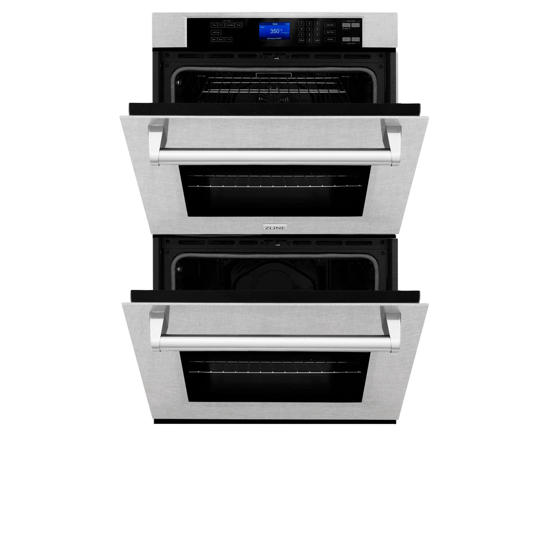 ZLINE Package - 30" Double Wall Oven, 36" Rangetop, Microwave In DuraSnow® Stainless Steel