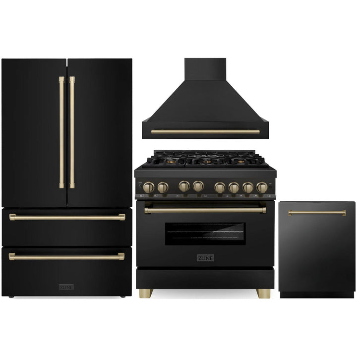 ZLINE 36" 4 Pcs Stainless Range, Range Hood, Dishwasher &amp; Refrigerator