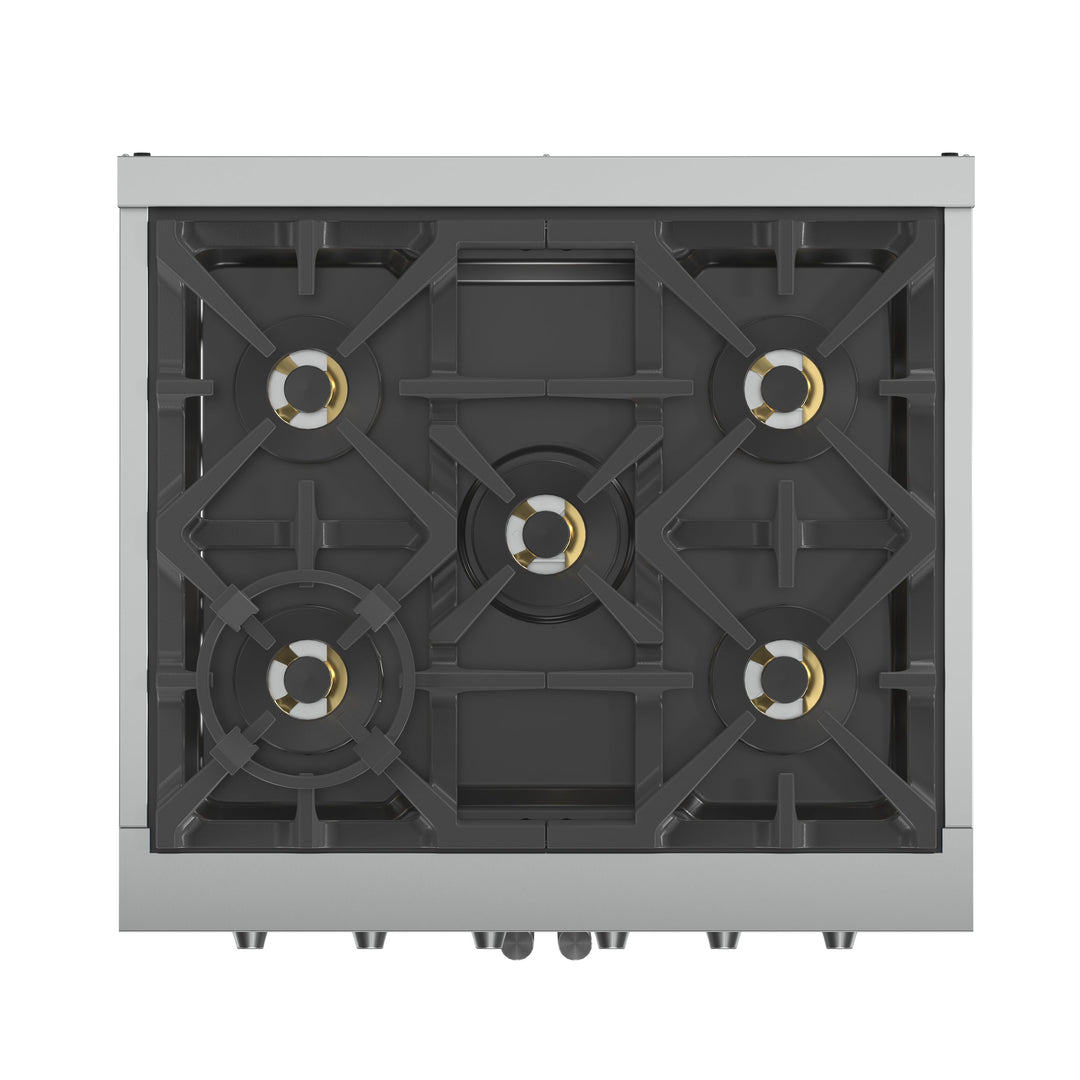 Forno Capriasca 30-Inch Freestanding French Door Gas Range, 4 Burners, Convection Oven, Energy Efficient