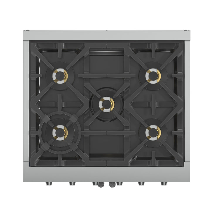 Forno Capriasca 30-Inch Freestanding French Door Gas Range, 4 Burners, Convection Oven, Energy Efficient
