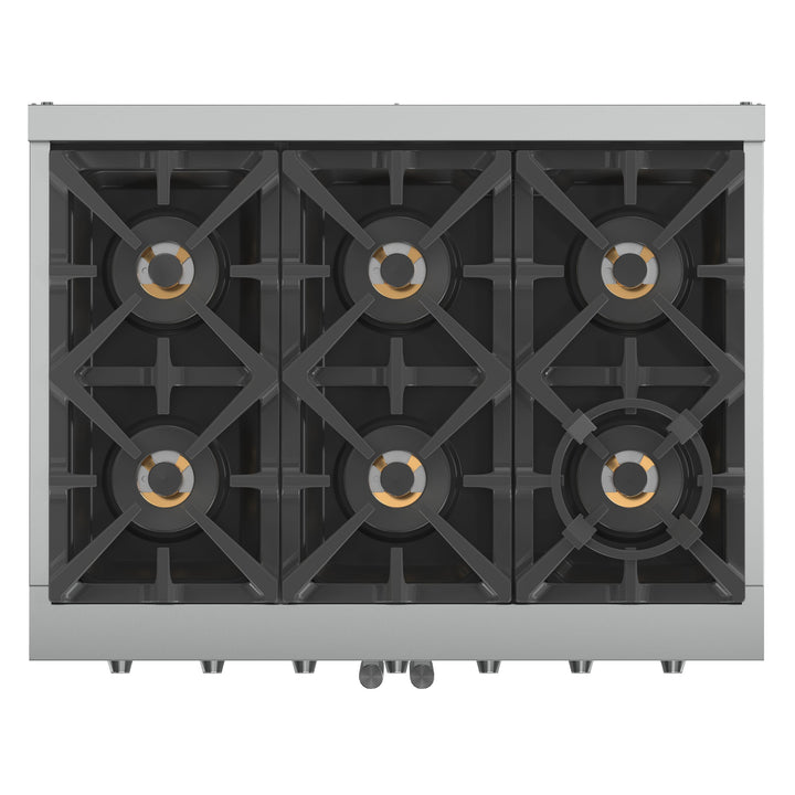 Forno Capriasca 36-Inch Freestanding French Door Gas Range, 6 Burners, Convection Oven, Energy Efficient