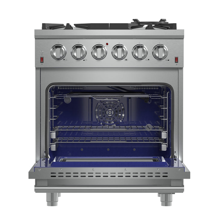 Forno Massimo 30-Inch Freestanding Gas Range, 5 Burners, True Convection Oven