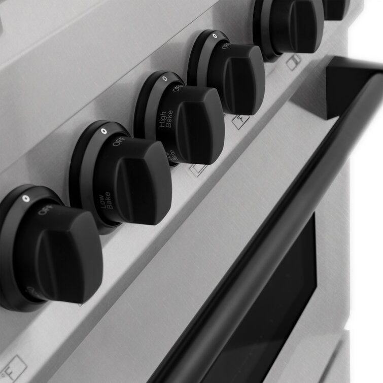 ZLINE Autograph 48 in. Gas Burner/Electric Oven in DuraSnow® Stainless Steel with Matte Black Accents, RASZ-SN-48-MB