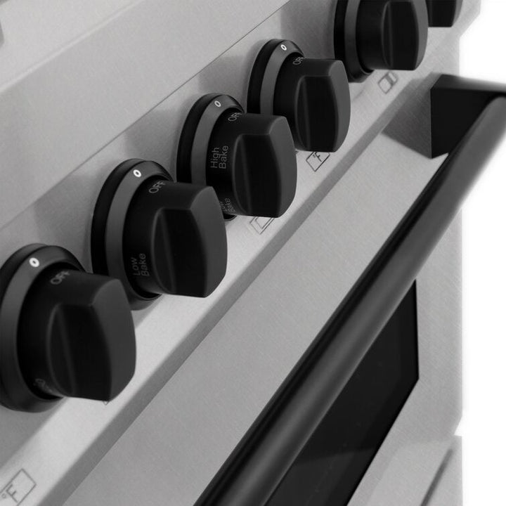 ZLINE Autograph 48 in. Gas Burner/Electric Oven in DuraSnow® Stainless Steel with Matte Black Accents, RASZ-SN-48-MB