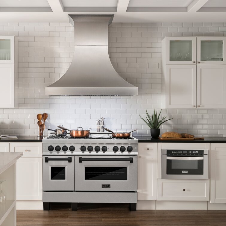 ZLINE Autograph 48 in. Gas Burner/Electric Oven in DuraSnow® Stainless Steel with Matte Black Accents, RASZ-SN-48-MB