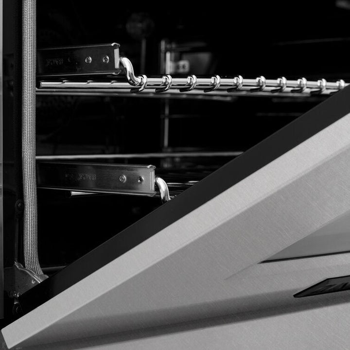 ZLINE Autograph 48 in. Gas Burner/Electric Oven in DuraSnow® Stainless Steel with Matte Black Accents, RASZ-SN-48-MB