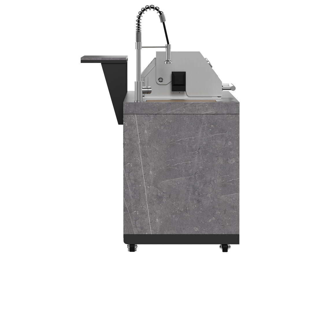 Forno Rimini Outdoor Kitchen 30" BBQ 62,600 BTU, 3 Burners with Sear &amp; Rotisserie, 2.4 cu.ft. Beverage Center, Stainless Steel Sink, Black Cabinets &amp; Gray Sintered Stone Countertop