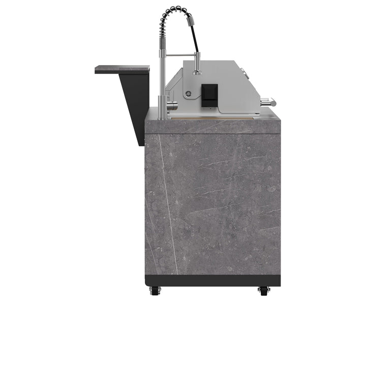 Forno Rimini Outdoor Kitchen 30" BBQ 62,600 BTU, 3 Burners with Sear &amp; Rotisserie, 2.4 cu.ft. Beverage Center, Stainless Steel Sink, Black Cabinets &amp; Gray Sintered Stone Countertop