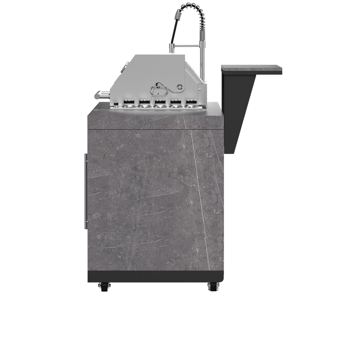 Forno Rimini Outdoor Kitchen 30" BBQ 62,600 BTU, 3 Burners with Sear &amp; Rotisserie, 2.4 cu.ft. Beverage Center, Stainless Steel Sink, Black Cabinets &amp; Gray Sintered Stone Countertop