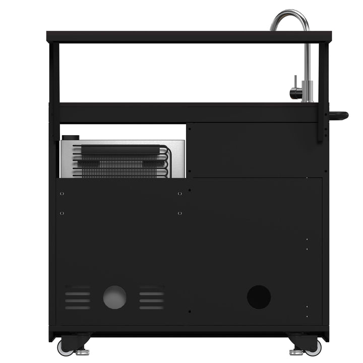 Forno All’Aperto 99,600 BTU Outdoor Kitchen, 5 Burners, Infrared Burners, Side Burner, Black Sintered Stone Countertops, Gas Pizza Oven, Sink Module, Bar &amp; Beverage Center